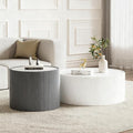 SSLine Round Drum Coffee Table Set of 2 Modern Sintered Stone Top Nesting by SSLine