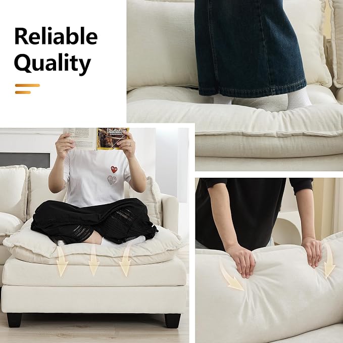 147'' Oversized U Shaped Cloud Sectional Sofa, Chenille Deep Seat Couches - Image 5