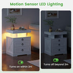 HNEBC Night Stand with Gun Drawers, Farmhouse Nightstand with Charging Station - Image 5