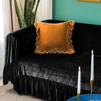 GLORY SEASON Velvet Sofa Cover Soft Decorative Luxurious Solid Exquisite Ruffle - Image 8