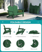 SERWALL 3 Pieces Patio Adirondack Bench Set, 2 Folding Adirondack Bench & 1 - Image 4