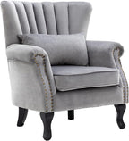 Mid Century Accent Chair Modern Tufted Wingback Armchairs Club Chair Velvet - Image 4