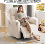 Oversized Power Rocker Recliner Chair, Chenille Glider Rocking Nursery Chair - Image 6