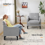 VINGLI Accent Chairs Set of 2 Gray Living Room Chairs Reading Chair - Image 4