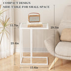 Easy Paws Small C Shaped End Table Set of 2, Glass Couch Side Snack Table - Image 3