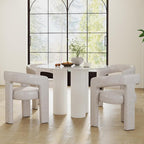 RIVOVA Modern Barrel Dining Chairs Set of 5, PU Leather Upholstered Accent Side - Image 7