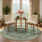 RELEANY Area Rugs Round 5ft Washable Non-Slip, Floral Vintage Distress Print - Image 2