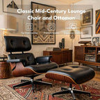 Black PU Leather, Mid Century Chaise Lounge Chair Indoor, Chair - Image 4