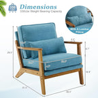 VINGLI Solid Wood Wide Armrests Accent Chair Set of 2, Upholstered Mid Century - Image 2
