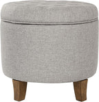 Homepop Home Decor | Upholstered Round Tufted Foot Rest Ottoman | Ottoman by HomePop