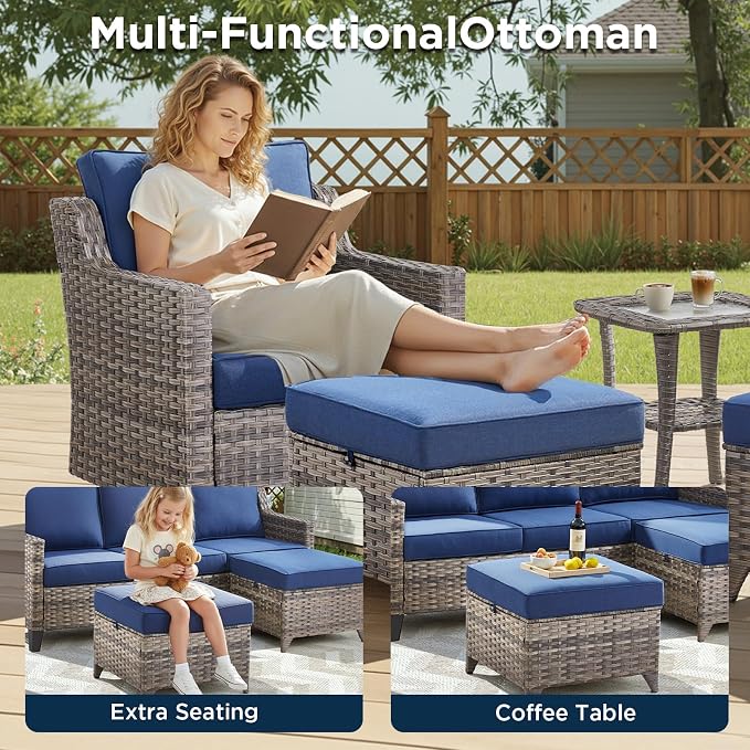 12 Piece Patio Furniture Set-High Back Outdoor Furniture Set Sectional Sofa - Image 4