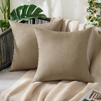 MIULEE Pack of 2 Decorative Outdoor Solid Waterproof Throw Pillow Covers Faux by MIULEE
