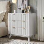 T4TREAM Fluted 3 Drawer Dresser, Curved Profile Design, Wood Drawer Organizer - Image 3