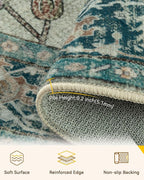 RELEANY Area Rugs Round 4ft Washable Non-Slip, Floral Vintage Distress Print - Image 4