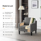VINGLI Accent Chairs Set of 2 for Living Room, Light Grey Mid Century Modern - Image 6