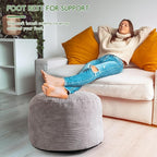 HIGOGOGO Round Stuffed Pouf Ottoman, Corduroy Poufs - Image 4