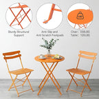 GarveeLife 3 Piece Patio Bistro Set, Folding Patio Bistro Table and Chairs Set - Image 6