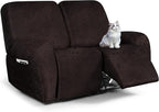 ANARACHON Leather Look Loveseat Recliner Cover, 6-Pieces Stretch Dual Recliner by ANARACHON