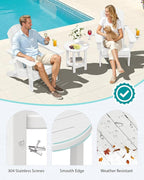 SERWALL Round Outdoor Side Table Set of 2, HDPE Small Adirondack Double End - Image 5