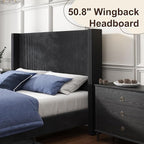 HOWE Queen Size Bed Frame with 50.8" Tall Wingback Headboard, Modern Corduroy - Image 5