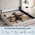 Allewie Full Size Lift Up Storage Bed, Button Tufted Headboard - Image 5