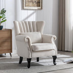 Mid Century Accent Chair Modern Tufted Wingback Armchairs Club Chair Velvet - Image 4