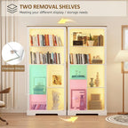 71” Display Cabinet with Glass Doors, Modern Curio Cabinet with 3 Color Lights - Image 9
