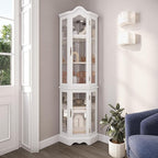 BELLEZE Lighted 3-Side Glass Display Curio Cabinet w/ Tempered Glass Doors and by BELLEZE