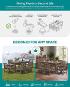 SERWALL HDPE Dining Set for 8: 2 Umbrella Hole Tables + 8 Chairs. Includes 8 - Image 6