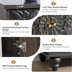 weselon Accent Cabinet Set of 2, Classic Carved Buffet Cabinet Storage Sideboard - Image 5