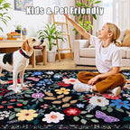 Area Rugs 9x12 Living Room: Floral Washable Rug Vintage Large Soft Boho - Image 7