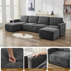 77.4" Chenille Modular Loveseat Oversized Upholstered 2 Seater Sectional Sofa - Image 4