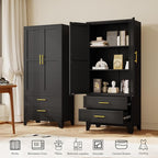 GAIOUS Steel Pantry Cabinet, 2 Adjustable Shelf and 2 Drawers, Freestanding - Image 4
