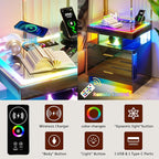 WOOVIVS Nightstand with 24 Colorful Lighst, LED Night Stand with - Image 4