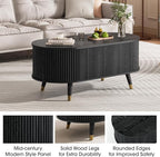 SULIVES Oval Coffee Table with Storage, Small Fluted Center Table - Image 4