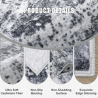 Round Area Rug for Living Room: 8 ft Washable Modern Abstract Soft Thin Rug - Image 6