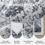 2'x5'Runner Rug Washable Rug: Modern Abstract Soft Thin Runner Rug Dark Black - Image 6