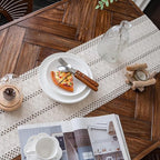 Macrame Table Runner Cream Beige Boho Table Runners - Image 4