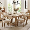 HNY Mid Century Modern Dining Chairs Set of 6, Farmhouse Linen Fabric by HNY