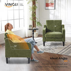 VINGLI Accent Chairs Set of 2 Living Room Chairs Olive Green Reading Chair - Image 4