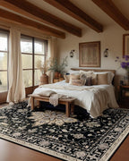 RELEANY Area Rugs 10'x14' Washable Non-Slip, Floral Vintage Distress Print - Image 2