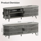 63 inch TV Stand with Power Outlet, Fluted Entertainment Center - Image 2