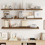 Acovy 72 Inch Floating Shelves, 3D Textured Wood Grain, Wooden Shelves - Image 8