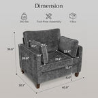Luxury Oversized Accent Chair, 40.9" Upholstered Piping Single Armchairs - Image 2
