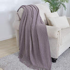 BOURINA Dark Lavender Throw Blanket 50 x90 Inches Textured Solid Soft Sofa - Image 3