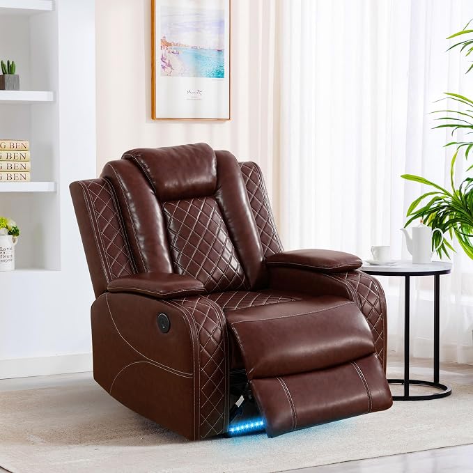 Power Recliner Sofa Set with LED Lights, 2 Manual Recliner 1 Seat and a 3 Seat - Image 3