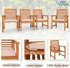 PHI VILLA 7 PCS Acacia Wood Outdoor Dining Set - Image 5