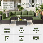 CHABATREE 7pcs Outdoor Patio Furniture Sets, Rattan Conversation Sectional Set - Image 2
