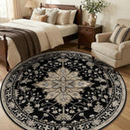 RELEANY Area Rugs Round 6ft Washable Non-Slip, Floral Vintage Distress Print - Image 3