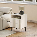 UEV Beige Fluted Nightstand Set of 2, Modern Nightstand - Image 2